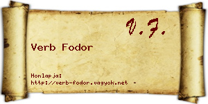 Verb Fodor névjegykártya